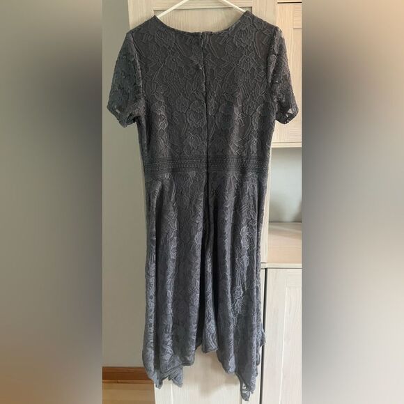 LC Lauren Conrad Womens Gray Asymmetric Round Neck Fit And Flare Dress - Size 14 - Picture 7 of 10